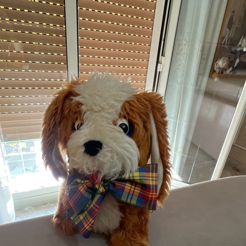 Peluche cane marrone bianco - peluche,